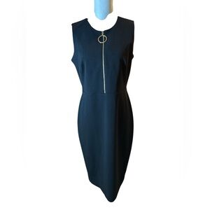 Calvin Klein Black Midi Dress with Gold Accent 🆕